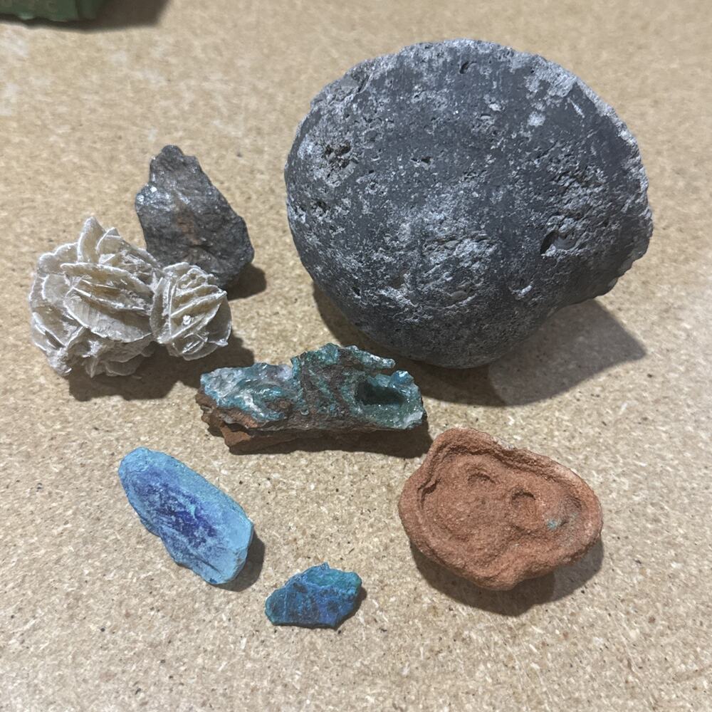 Mixed Mineral Specimen Lot Desert Rose Possible Fossil Unique Natural Rocks